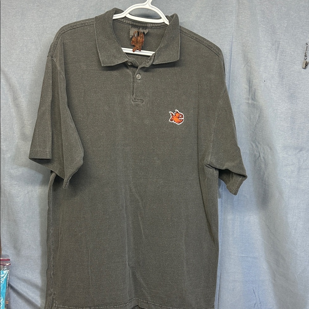 Pirana Joe Men's Gray Polo Shirt with Embroidered Logo